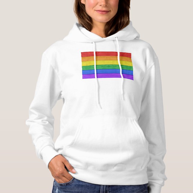 SlipperyJoes pride flagga vågrät regnbåge T Shirt (Framsida)