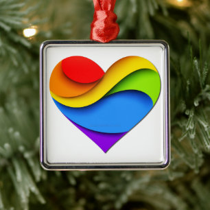 SlipperyJoe's Pride Heart Curves hjärta form tre Julgransprydnad Metall
