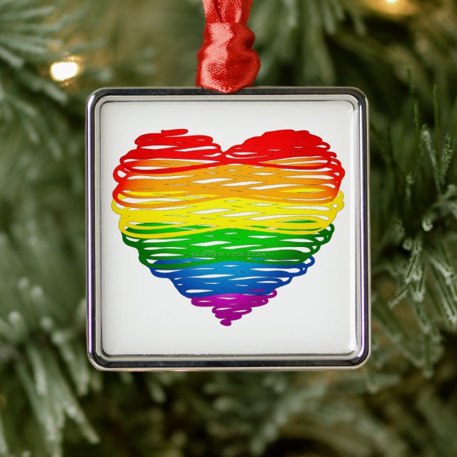 SlipperyJoes Pride Heart Klotter hjärta form  Julgransprydnad Metall (Träd)