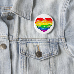 SlipperyJoes Pride Heart Klotter hjärta form Knapp