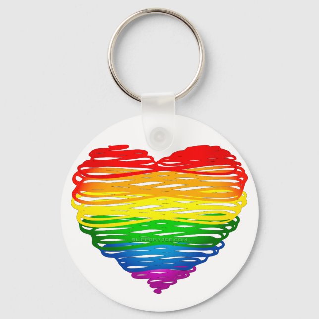 SlipperyJoe's Pride Heart Klotter hjärta form  Nyckelring (Framsida)