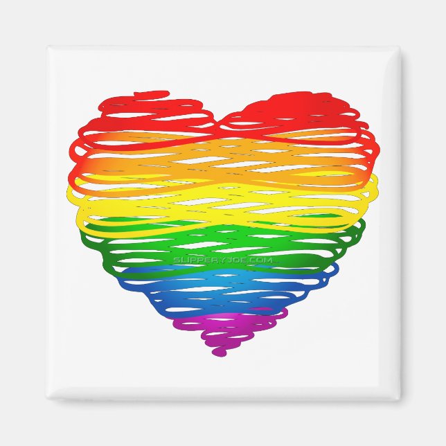 SlipperyJoe's Pride Heart Scribbles hjärtform Magnet (Framsidan)