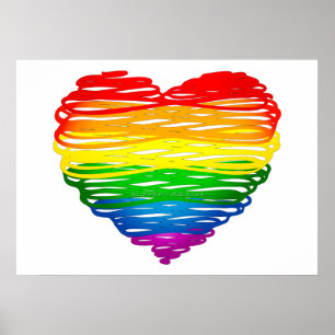 SlipperyJoe's Pride Heart Scribbles hjärtform Poster