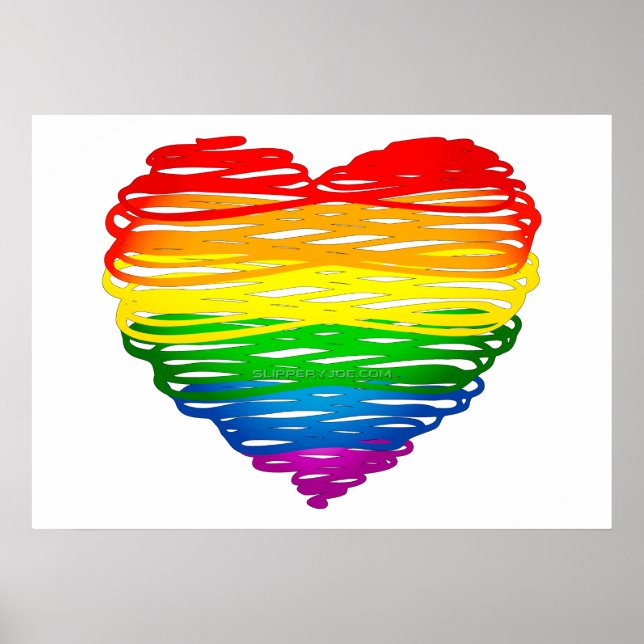 SlipperyJoe's Pride Heart Scribbles hjärtform Poster (Framsidan)
