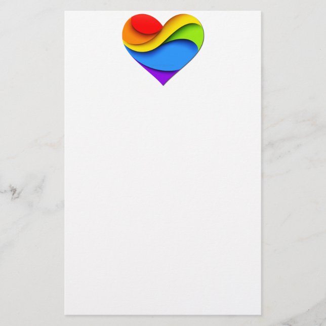 SlipperyJoe's pride hjärta kurvor form 3-D tredime Brevpapper (Framsida)