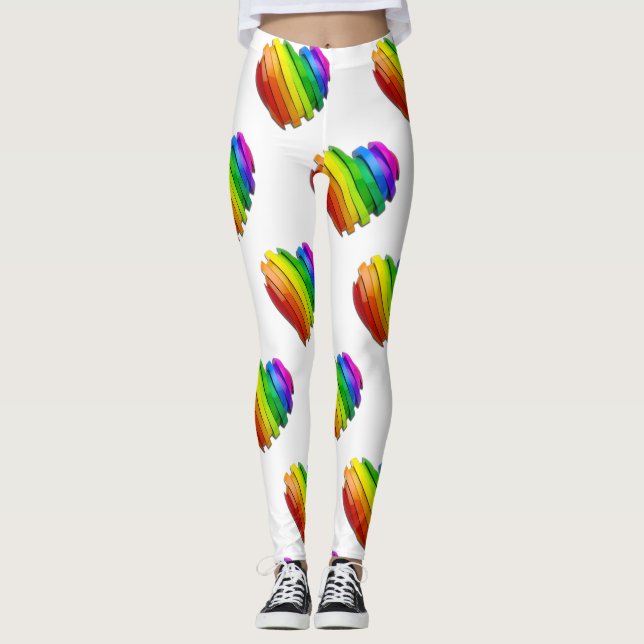 SlipperyJoes pride hjärtform många horizonta Leggings (Framsida)