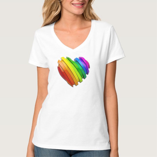 SlipperyJoes pride hjärtform många horizonta T Shirt (Framsida)