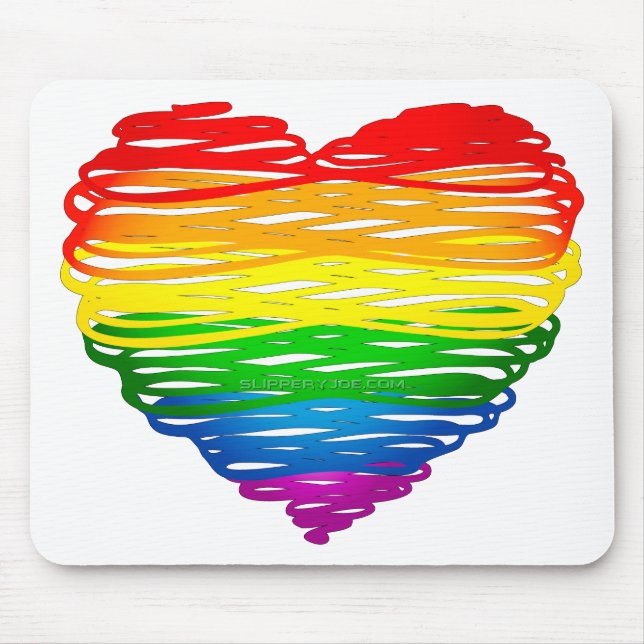 SlipperyJoe's Pride Hjärtteckningar hjärtform  Musmatta (Framsidan)