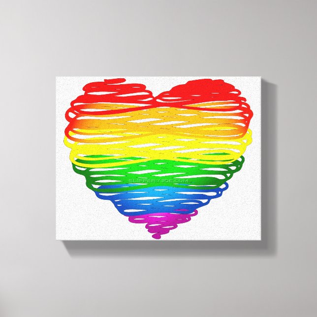 SlipperyJoes pride klumpig hjärtform teckning Canvastryck (Framsida)
