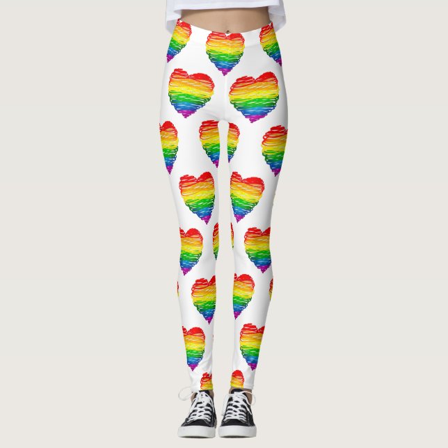 SlipperyJoes pride klumpig hjärtform teckning Leggings (Framsida)