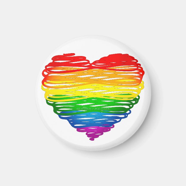 SlipperyJoes pride klumpig hjärtform teckning Magnet (Framsidan)