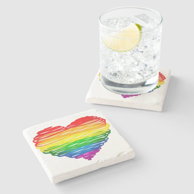 SlipperyJoes pride klumpig hjärtform teckning Stenunderlägg (Sidan)