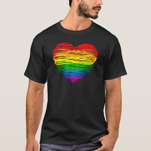SlipperyJoes pride klumpig hjärtform teckning T Shirt (Framsida)