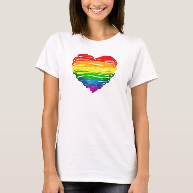 SlipperyJoes pride klumpig hjärtform teckning T Shirt (Framsida)