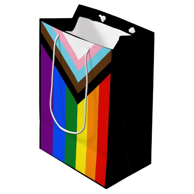 SlipperyJoe's Progress Pride Flag sex klassiska ho (Framsidan Vinklad)