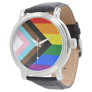 SlipperyJoe's Progress Pride Flag sex klassiska ho Armbandsur