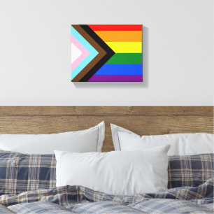SlipperyJoe's Progress Pride Flag sex klassiska ho Canvastryck