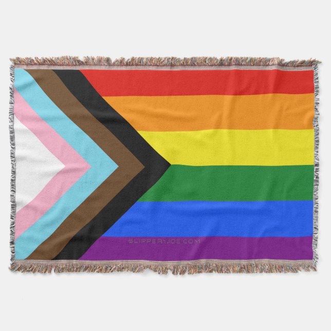 SlipperyJoe's Progress Pride Flag sex klassiska ho Filt (Framsidan)