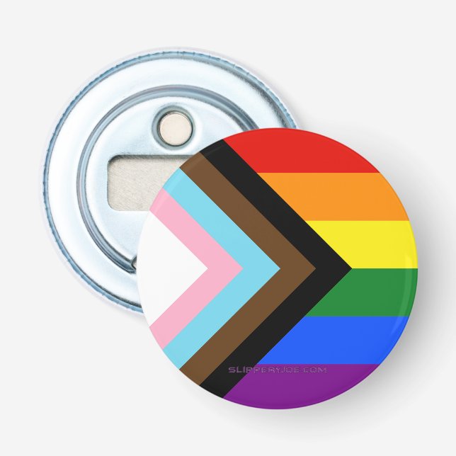 SlipperyJoe's Progress Pride Flag sex klassiska ho Flasköppnare (Framsidan)