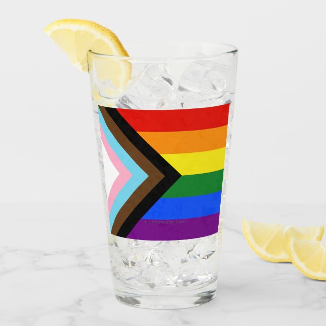 SlipperyJoe's Progress Pride Flag sex klassiska ho Glaskopp (Framsida Ice)