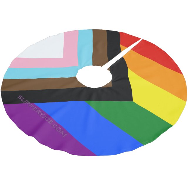 SlipperyJoe's Progress Pride Flag sex klassiska ho Julgransmatta Borstad Polyester (Vinklad)