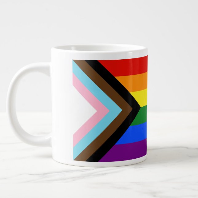 SlipperyJoe's Progress Pride Flag sex klassiska ho Jumbo Mugg (Vänster)
