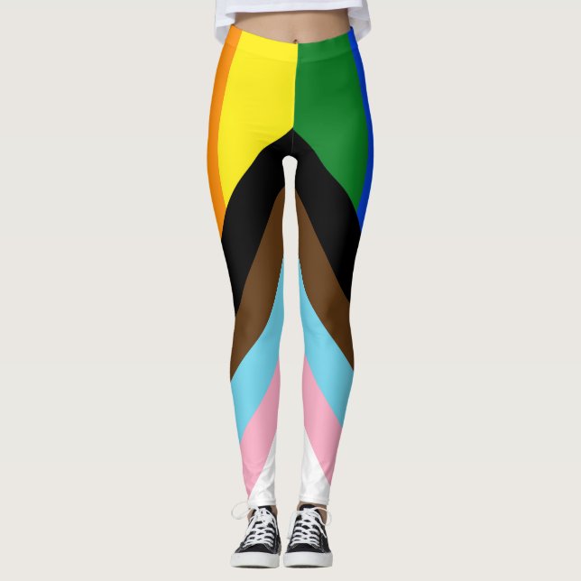 SlipperyJoe's Progress Pride Flag sex klassiska ho Leggings (Framsida)