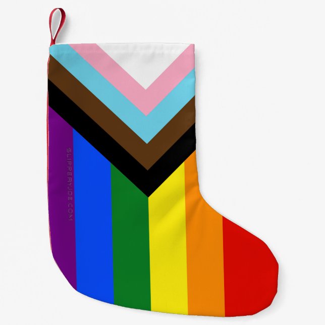 SlipperyJoe's Progress Pride Flag sex klassiska ho Liten Julstrumpa (Framsidan)