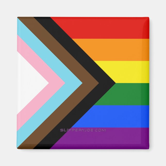 SlipperyJoe's Progress Pride Flag sex klassiska ho Magnet (Framsidan)