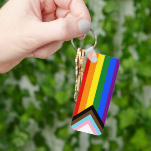 SlipperyJoe's Progress Pride Flag sex klassiska ho Nyckelring