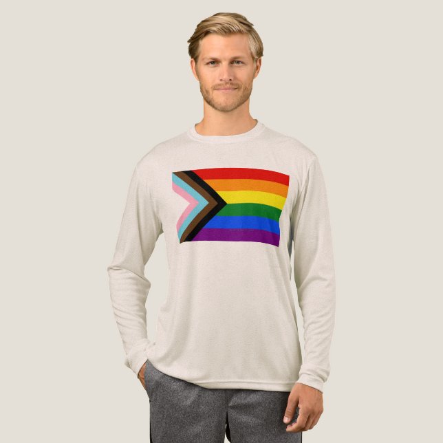SlipperyJoe's Progress Pride Flag sex klassiska ho T Shirt (Hel framsida)