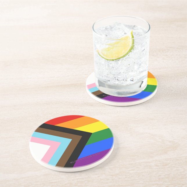 SlipperyJoe's Progress Pride Flag sex klassiska ho Underlägg (Sidan)