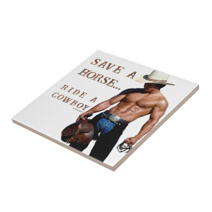 SlipperyJoe's rädda häst rid halm cowboy hatt mus Kakelplatta