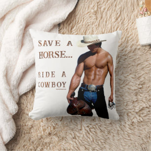 SlipperyJoe's rädda häst rid halm cowboy hatt mus Kudde