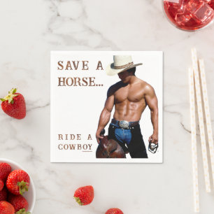 SlipperyJoes rädda häst rid halm cowboy hatt mus Pappersservett