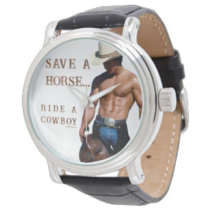 SlipperyJoe's rädda häst rid halm cowboyhatt mus Armbandsur