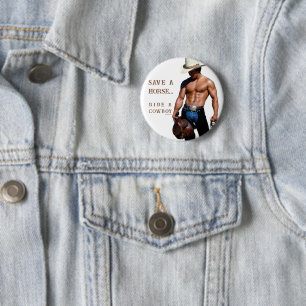 SlipperyJoe's rädda häst rid halm cowboyhatt mus Knapp