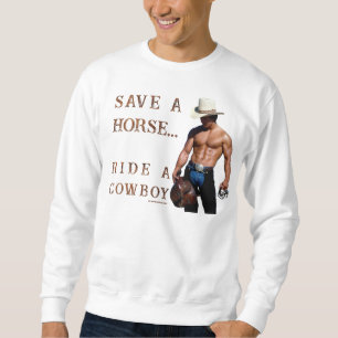 SlipperyJoes rädda häst rid halm cowboyhatt mus Lång Ärmad Tröja