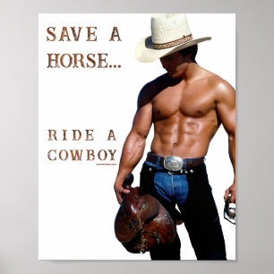 SlipperyJoes rädda häst rid halm cowboyhatt mus Poster