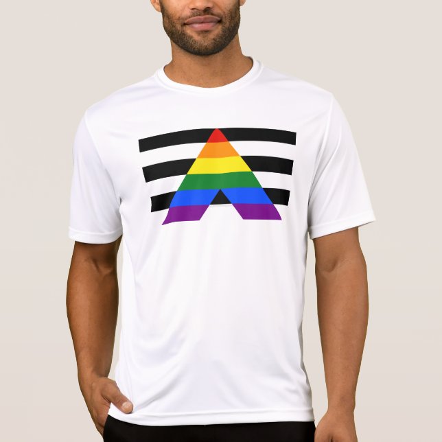 SlipperyJoes raka allierade flagga jämn regnbåge g T Shirt (Framsida)