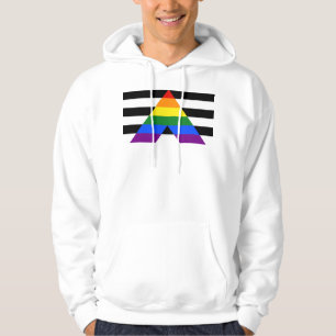 SlipperyJoes raka allierade flagga slät regnbåge g Hoodie