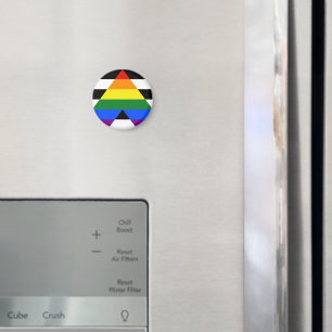 SlipperyJoes raka allierade flagga slät regnbåge g Magnet