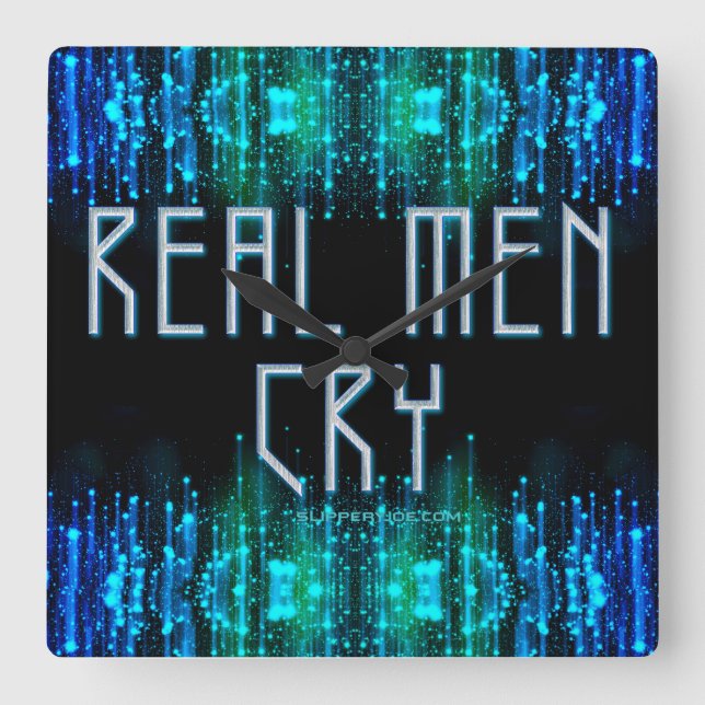 SlipperyJoe's real manar gråter tårar svarta blå a Fyrkantig Klocka (Framsida)