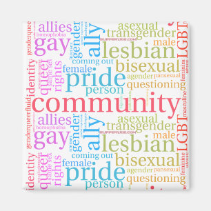 SlipperyJoe's regnbåge community ord colorful ide Magnet