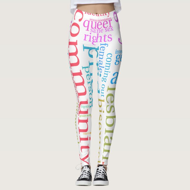 SlipperyJoe's regnbåge HBTQ+ community wordmoln  Leggings (Framsida)