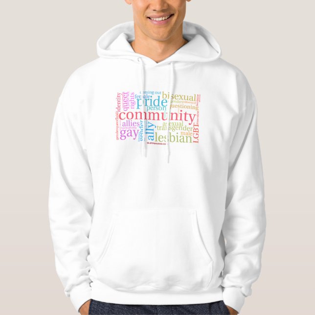 SlipperyJoe's regnbåge HBTQ+-gemenskap ordmoln  Hoodie (Framsida)