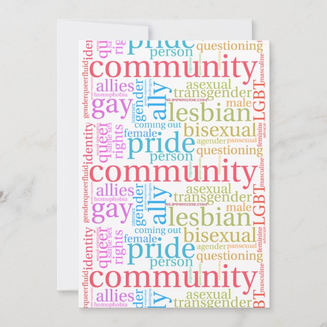SlipperyJoe's regnbåge HBTQ+-gemenskap ordmoln  Julkort (Framsida)