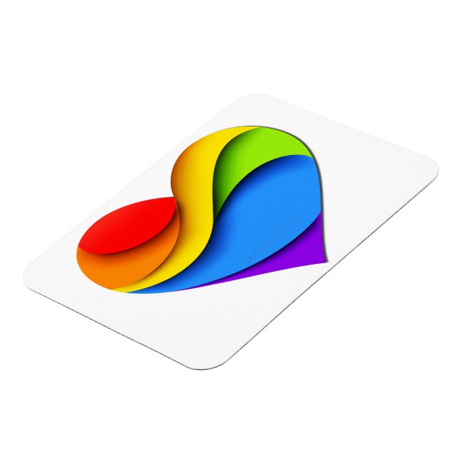 SlipperyJoe's regnbåge lager hjärta form röd oran Magnet (Vänstra Sidan)