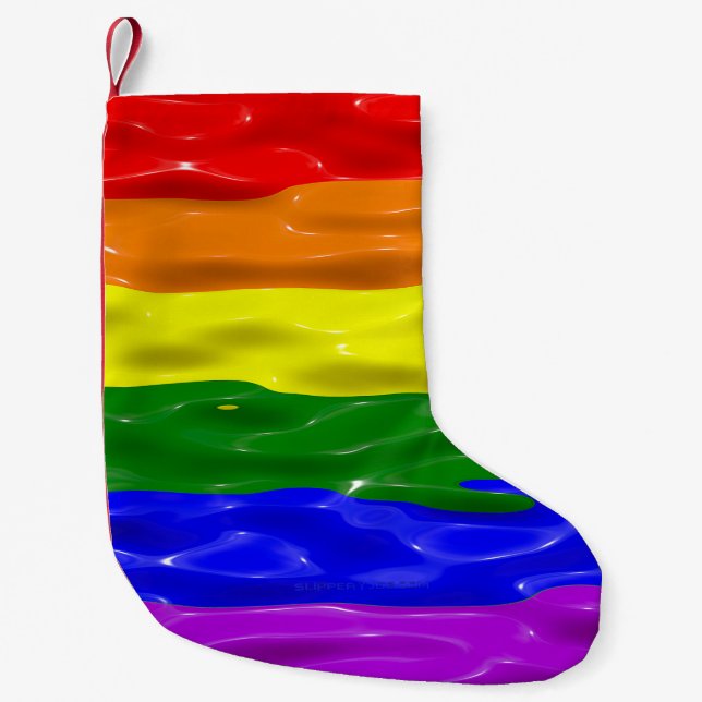SlipperyJoe's regnbåge pride färg glansig vätska t Liten Julstrumpa (Framsidan)