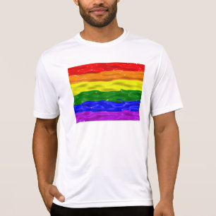 SlipperyJoe's regnbåge pride färg glansig vätska t T Shirt